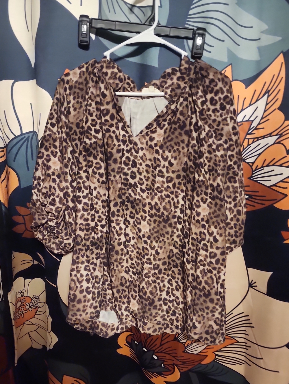 Umgee Leopard Print V-Neck Blouse - Brown & Black